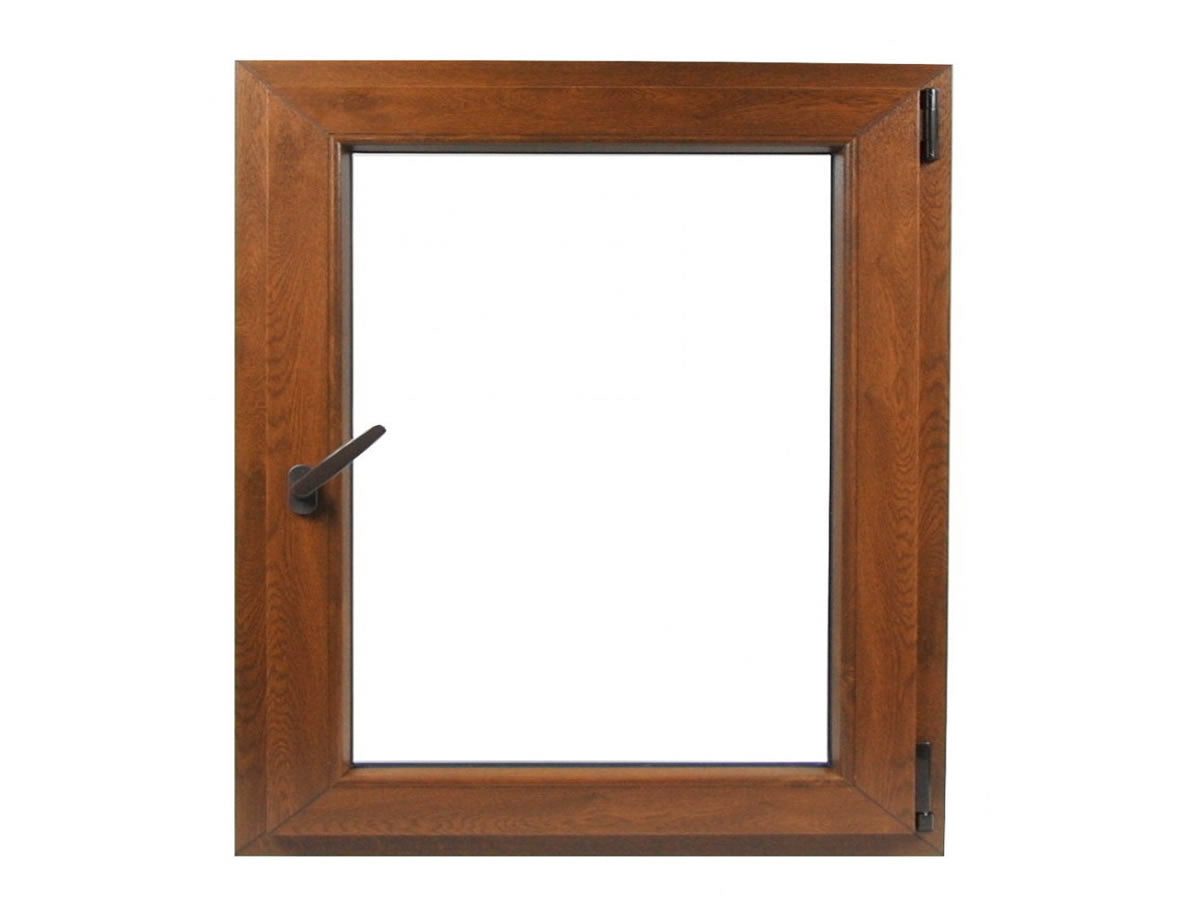 50 x 60 cm - Ventana PVC nogal 1 puerta - económica imitación madera (L 500 x 600 mm - 50x60 cm)