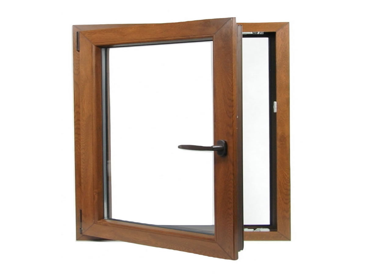 50 x 60 cm - Ventana PVC nogal 1 puerta - económica imitación madera (L 500 x 600 mm - 50x60 cm)