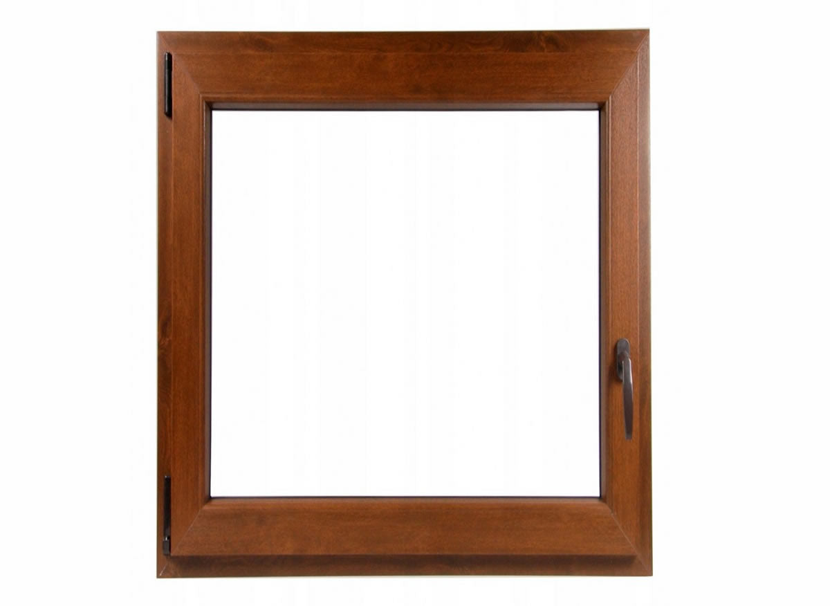 50 x 60 cm - Ventana PVC nogal 1 puerta - económica imitación madera (L 500 x 600 mm - 50x60 cm)