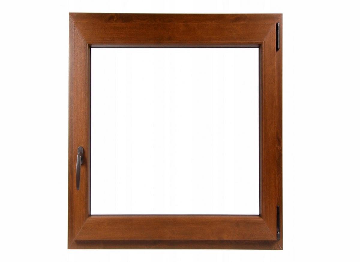 50 x 60 cm - Ventana PVC nogal 1 puerta - económica imitación madera (L 500 x 600 mm - 50x60 cm)