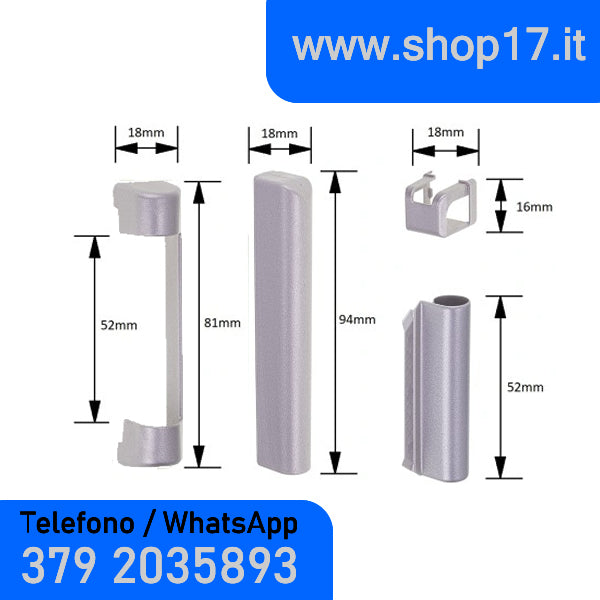 8uds - Funda para bisagras de herraje MACO para ventanas de PVC y puertas francesas - PLATA