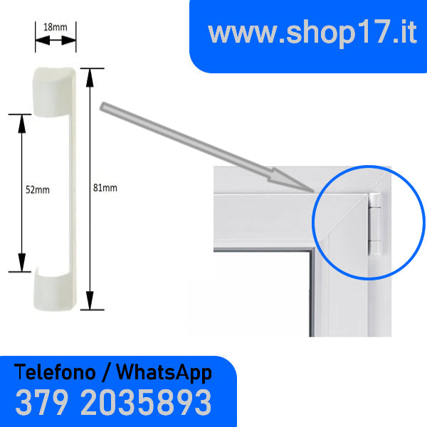 42083 - 50uds Tapa para bisagras MACO para ventanas de PVC y puertas francesas - BLANCO