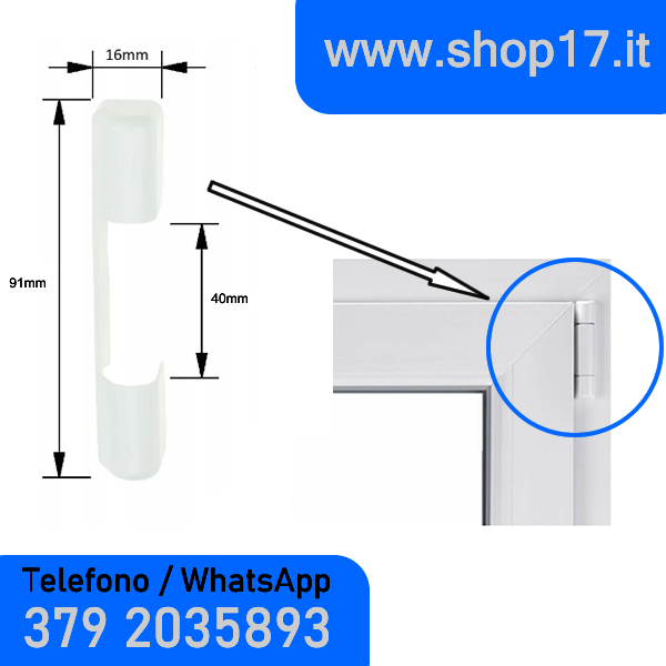 230491 - Tapa para bisagras de herraje ROTO NT para ventanas de PVC y puertas francesas - BLANCO