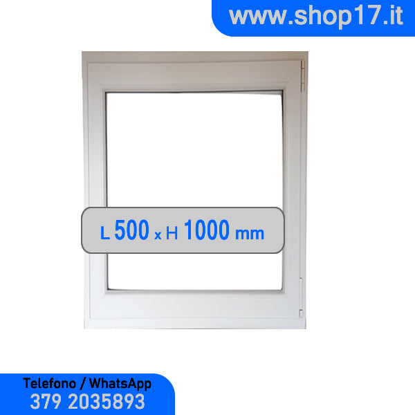 50 x 100 cm - Ventana PVC blanca 1 puerta (L 500 x H 1000 mm - 50x100 cm)