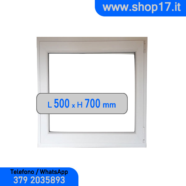 50 x 70 cm - Ventana PVC blanca 1 puerta (L 500 x H 700 mm - 50x70 cm)