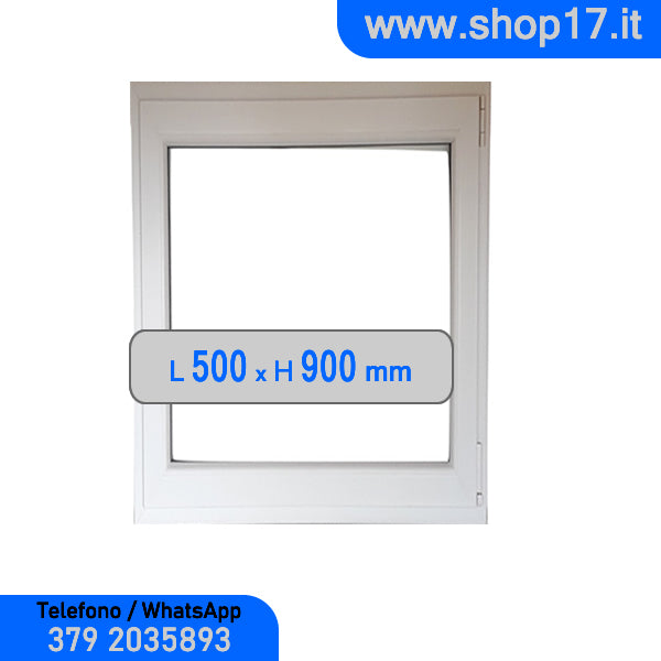 50 x 90 cm - Ventana PVC blanca 1 puerta (L 500 x H 900 mm - 50x90 cm)