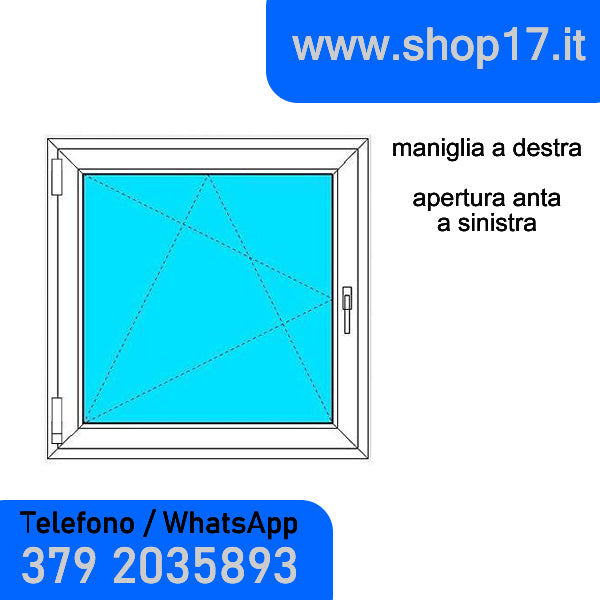 cm 80 x 90 - Finestra in pvc bianca 1 anta (L 800 x H 900 mm - cm 80x90)