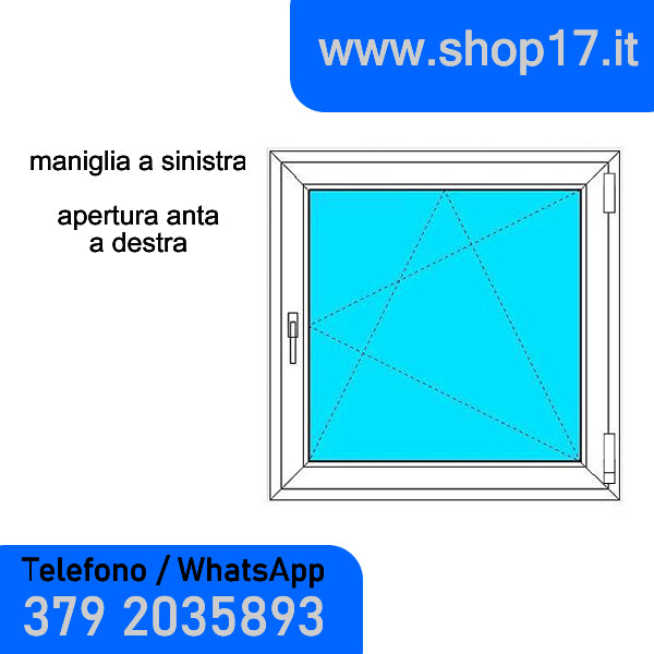 cm 80 x 90 - Finestra in pvc bianca 1 anta (L 800 x H 900 mm - cm 80x90)