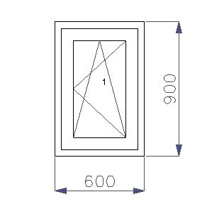 60 x 90 cm - Ventana PVC nogal 1 puerta - económica imitación madera (L 600 x H 900 mm - 60x90 cm)