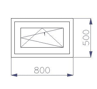 80 x 50 cm - Ventana PVC nogal 1 puerta - económica imitación madera (L 800 x H 500 mm - 80x50 cm)