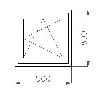80 x 80 cm – Walnuss-PVC-Fenster mit 1 Tür – preiswertes Holzimitat (L 800 x H 800 mm – 80 x 80 cm)