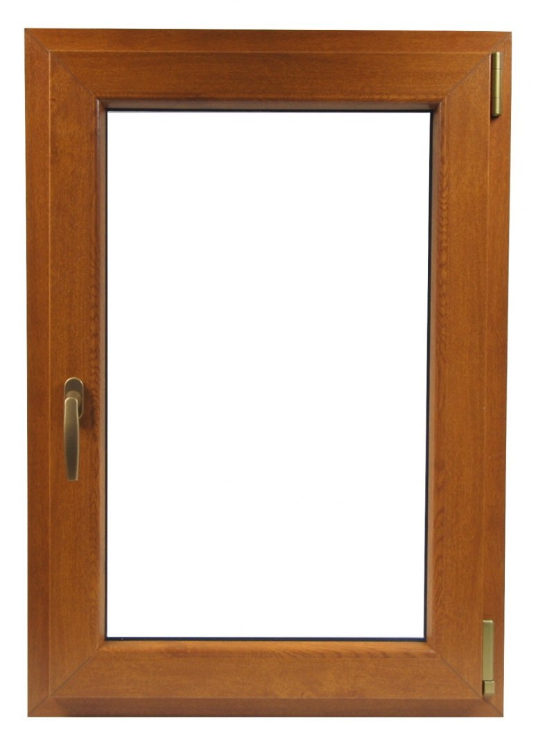 80 x 100 cm - Ventana PVC roble dorado 1 puerta - económica imitación madera (L 800 x H 1000 mm - 80x100 cm)