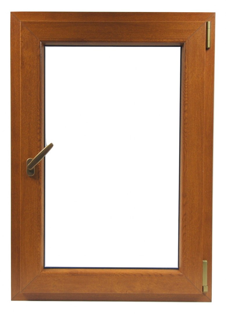 80 x 100 cm - Ventana PVC roble dorado 1 puerta - económica imitación madera (L 800 x H 1000 mm - 80x100 cm)