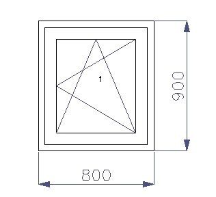 cm 80 x 90 - Finestra in pvc noce 1 anta - economica finto legno (L 800 x H 900 mm - cm 80x90)