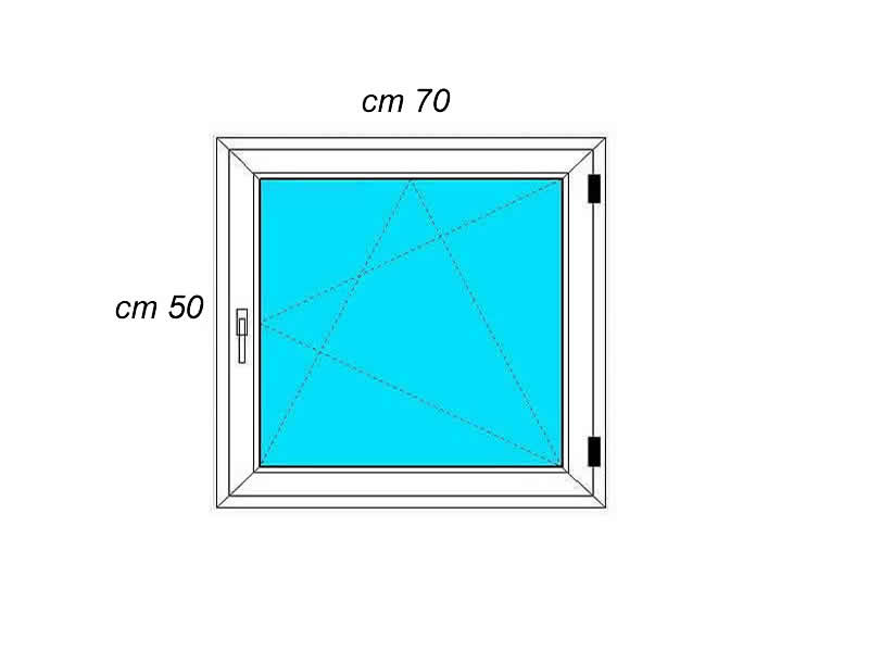 70 x 50 cm - Ventana PVC blanca 1 puerta - económica (L 700 x H 500 mm)
