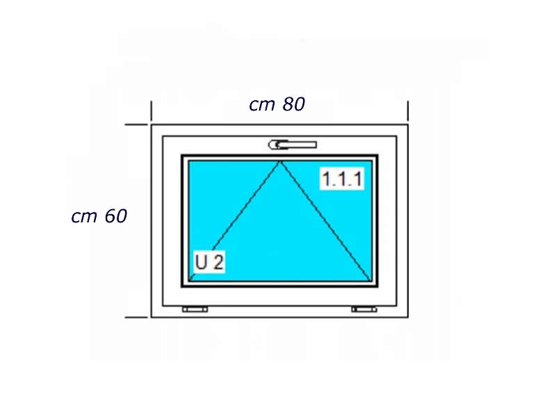 80 x 60 cm - Ventana abatible de PVC blanco con 1 puerta (L 800 x H 600 mm - 80x60 cm)