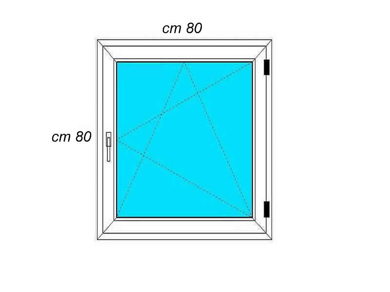 80 x 80 cm - Ventana PVC blanca 1 puerta - económica (L 800 x H 800 mm)