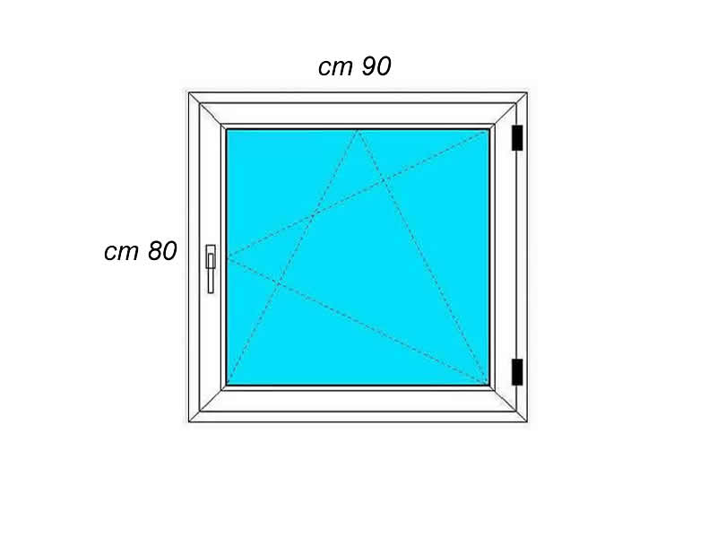cm 90 x 80 - Finestra in pvc bianca 1 anta - economica (L 900 x H 800 mm)