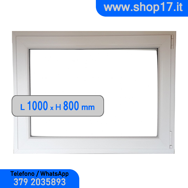 100 x 80 cm - Ventana PVC blanca 1 puerta (L 1000 x Al 800 mm - 100x80 cm)