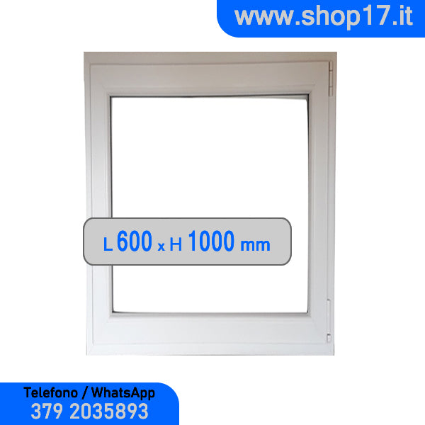 60 x 100 cm - Ventana PVC blanca 1 puerta - económica (L 600 x H 1000 mm)