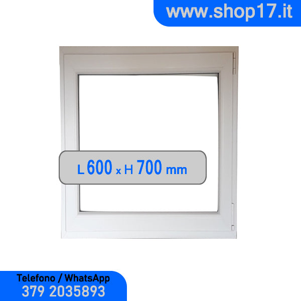 60 x 70 cm - Ventana PVC blanca 1 puerta - económica (L 600 x H 700 mm)