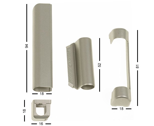 8pz - Copertura per cerniere ferramenta MACO per finestre e porte finestre in pvc - GRIGIO