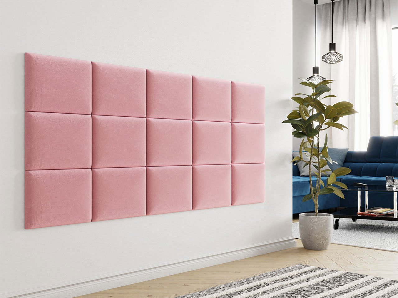 Panel de pared acolchado ancho 90 cm x varias alturas - Reposacabezas de cama (RS)