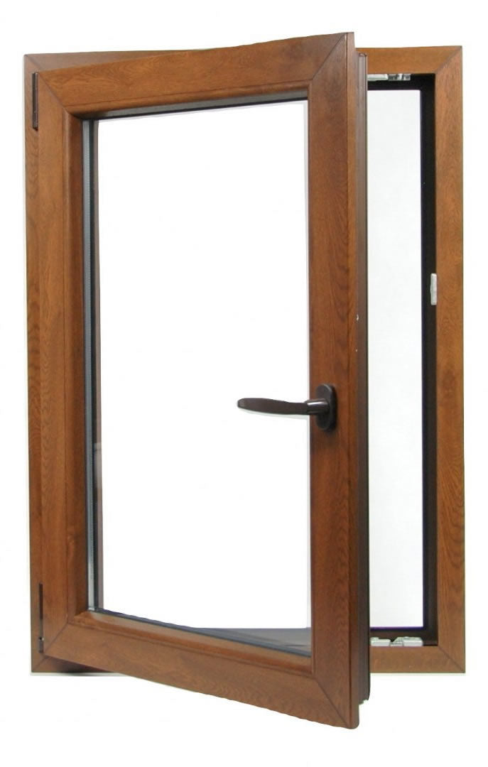 cm 80 x 90 - Finestra in pvc noce 1 anta - economica finto legno (L 800 x H 900 mm - cm 80x90)