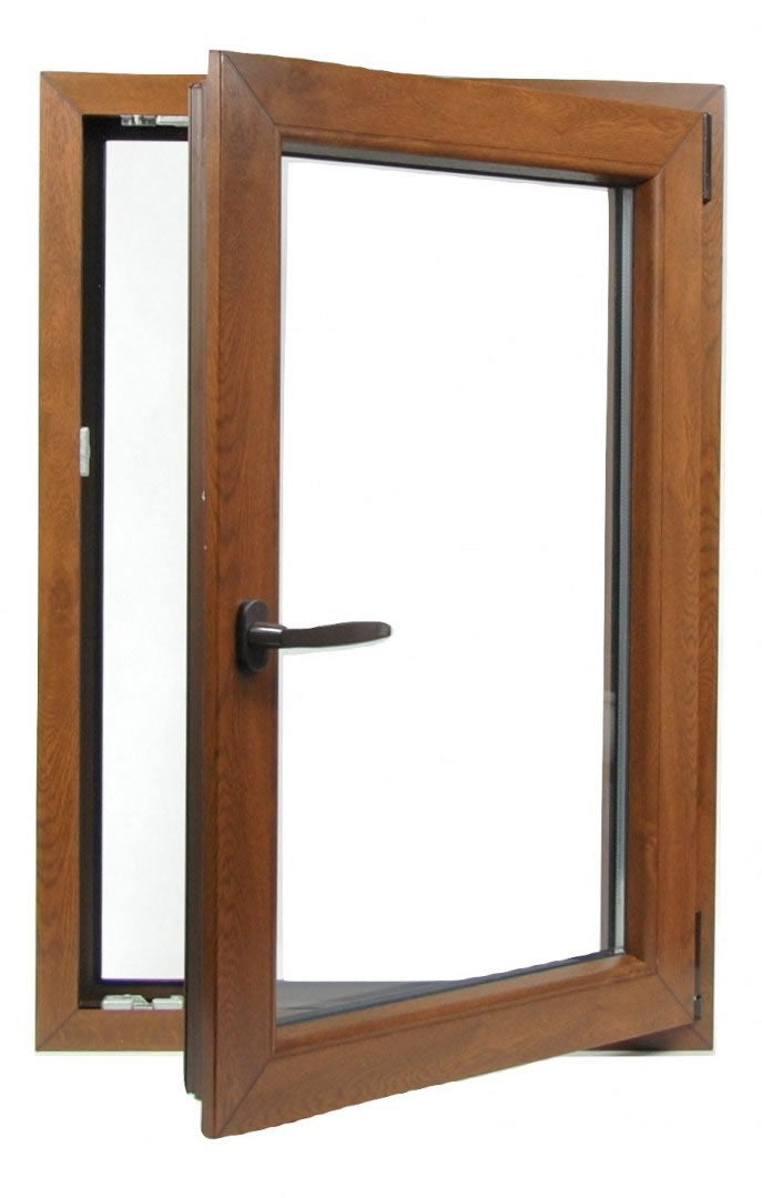 cm 80 x 90 - Finestra in pvc noce 1 anta - economica finto legno (L 800 x H 900 mm - cm 80x90)