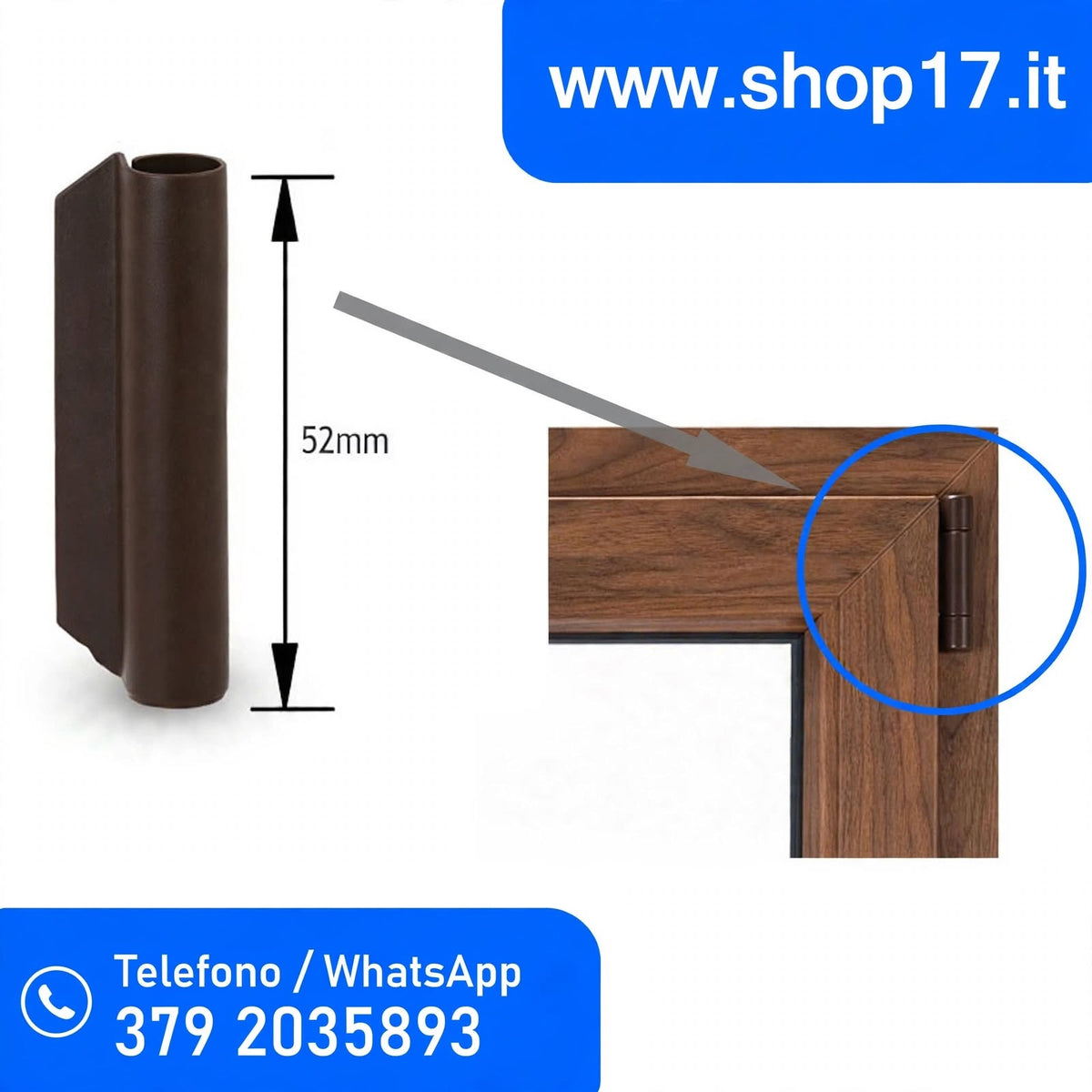 Kit 8 Tappi Copricerniere Marrone per Finestre PVC - Originali MACO - Ricambio Completo
