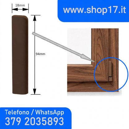 Kit 8 Tappi Copricerniere Marrone per Finestre PVC - Originali MACO - Ricambio Completo