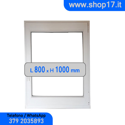 OFFERTA - cm 80 x 100 - Finestra in pvc bianca 1 anta (L 800 x H 1000 mm - cm 80x100)