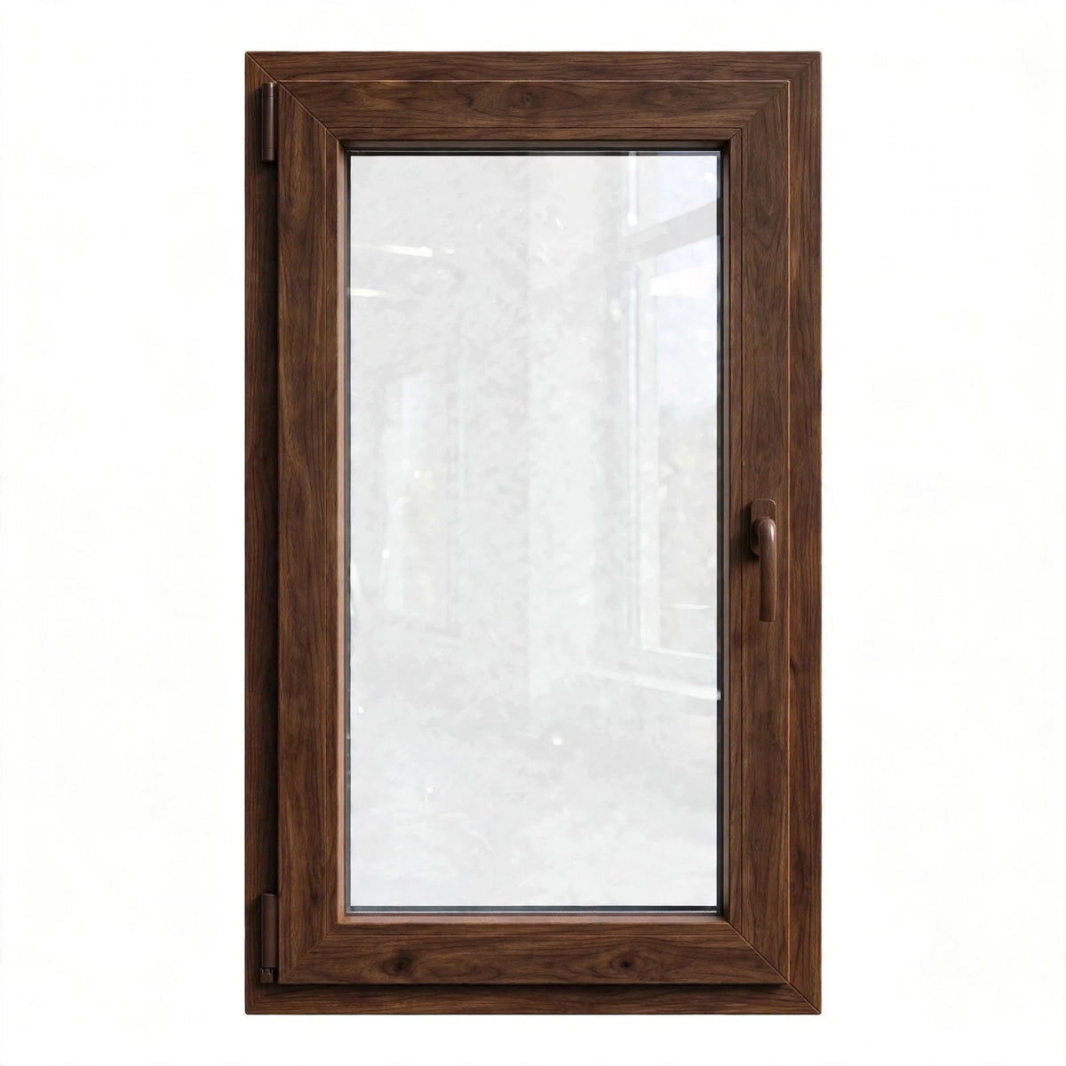 Finestra PVC 1 anta Noce 100x100 - Maniglia Destra - fronte