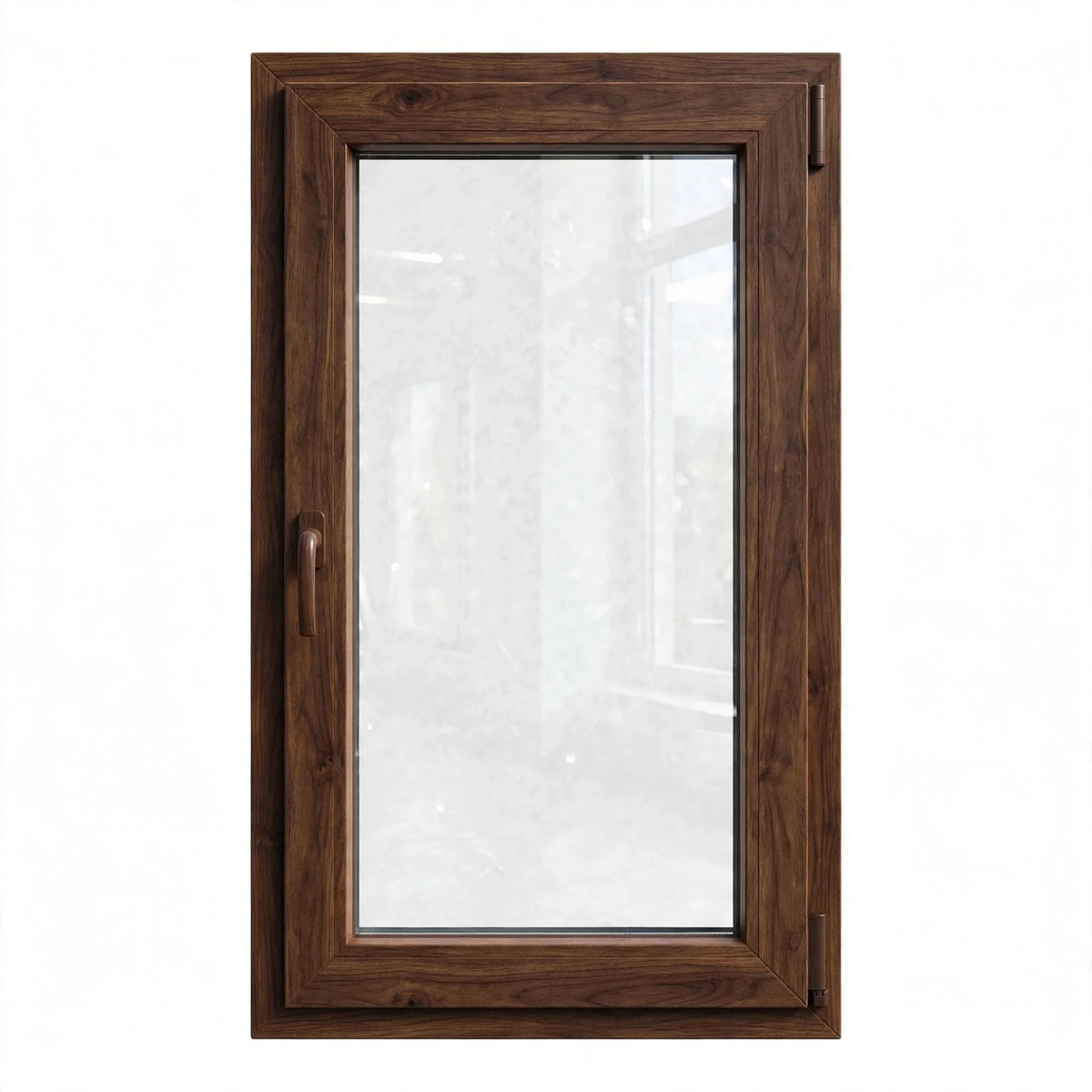 Finestra PVC 1 anta Noce 100x100 - Maniglia Sinistra - fronte