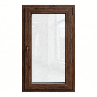 Finestra PVC 1 anta Noce 100x100 - Maniglia Sinistra - fronte
