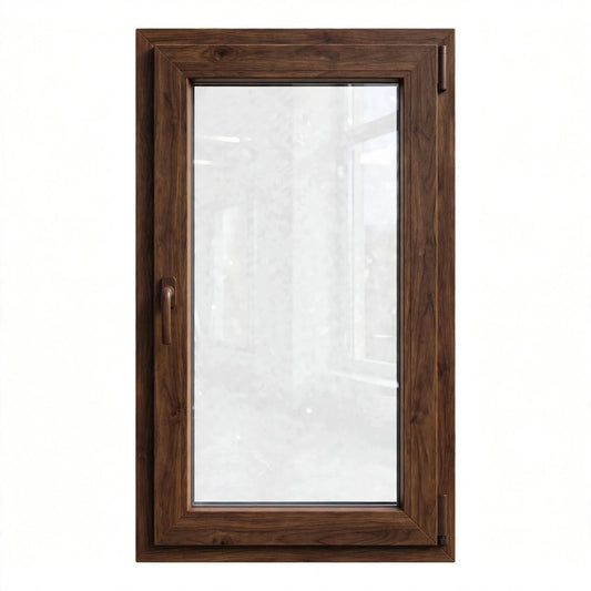 Finestra PVC 1 anta Noce 100x100 - Maniglia Sinistra - fronte