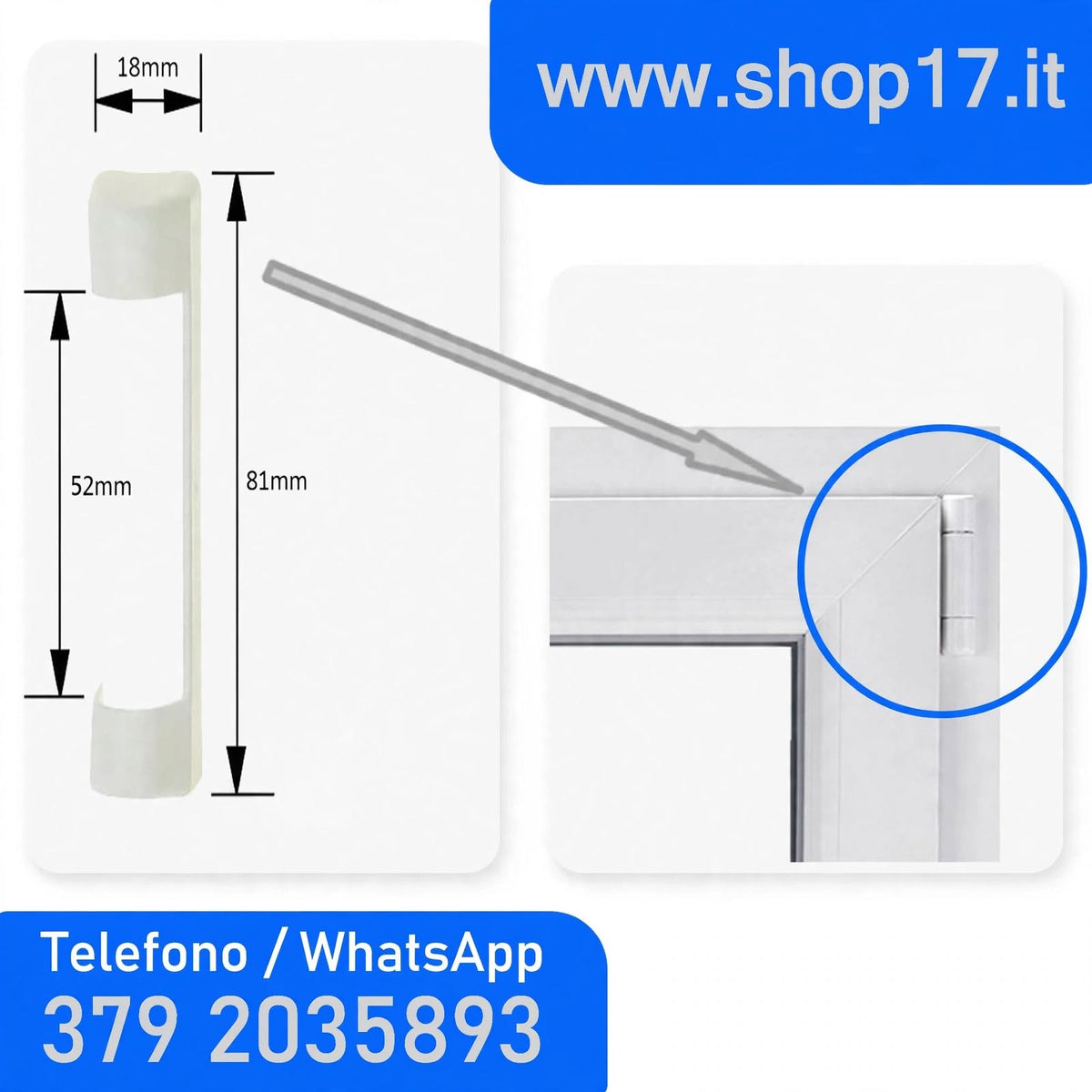 8uds - Funda para bisagras de herraje MACO para ventanas de PVC y puertas francesas - BLANCO