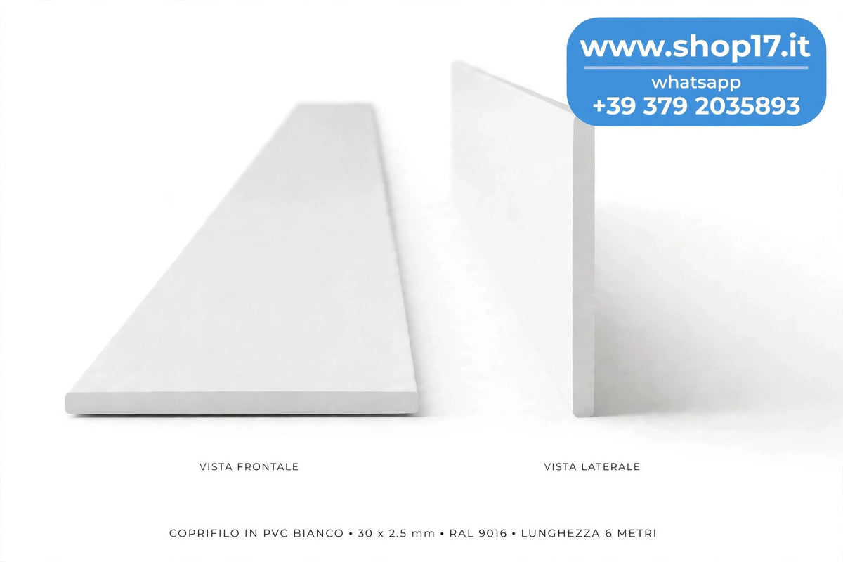 Coprifilo in pvc misura 30x2,5 mm colore Bianco