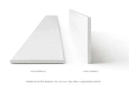 Coprifilo in pvc misura 30x2,5 mm colore Bianco