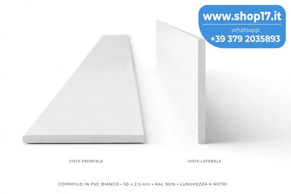 Coprifilo in pvc misura 50x2,5 mm colore Bianco