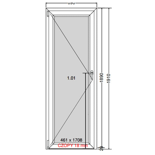 Porta Finestra in pvc bianca 1 anta (L 690 x H 1910 mm - cm 69x191)