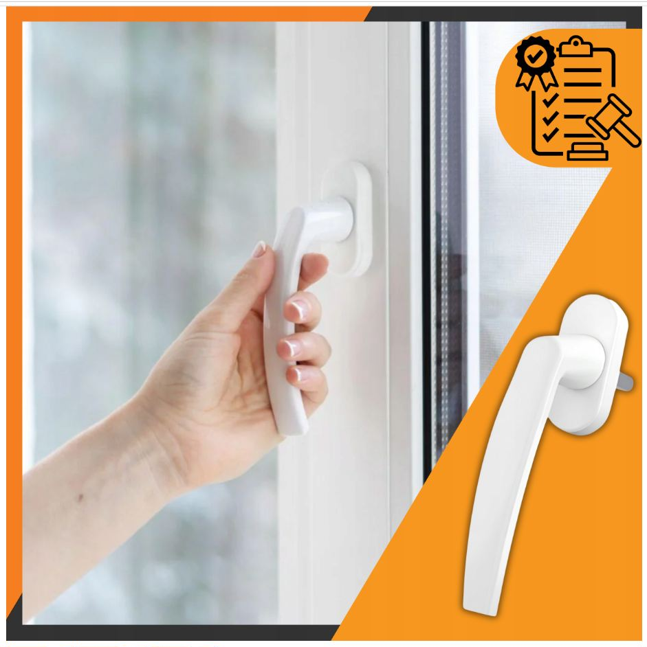 Martellina DK Bianca per Finestra PVC - in alluminio RAL 9016 - Quadro 7x35mm - Scatto 45°