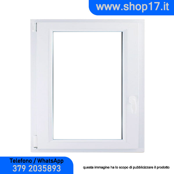 OFFERTA - cm 80 x 100 - Finestra in pvc bianca 1 anta (L 800 x H 1000 mm - cm 80x100)