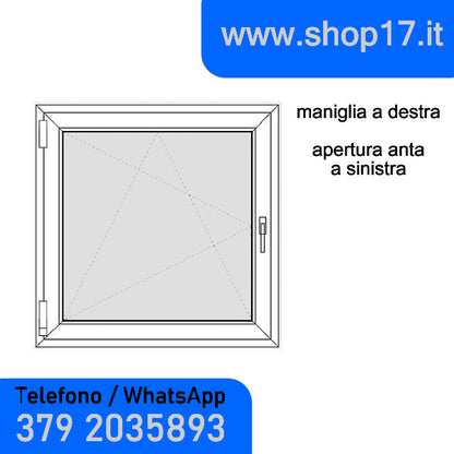 OFFERTA - cm 80 x 100 - Finestra in pvc bianca 1 anta (L 800 x H 1000 mm - cm 80x100)