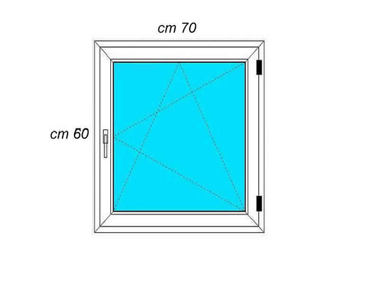 cm 70 x 60 - Finestra in pvc bianca 1 anta - economica (L 700 x H 600 mm)