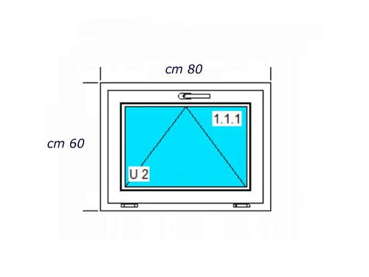 cm 80 x 60 - Finestra vasistas in pvc bianca 1 anta (L 800 x H 600 mm - cm 80x60)