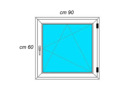 cm 90 x 60 - Finestra in pvc bianca 1 anta - economica (L 900 x H 600 mm - cm 90x60)