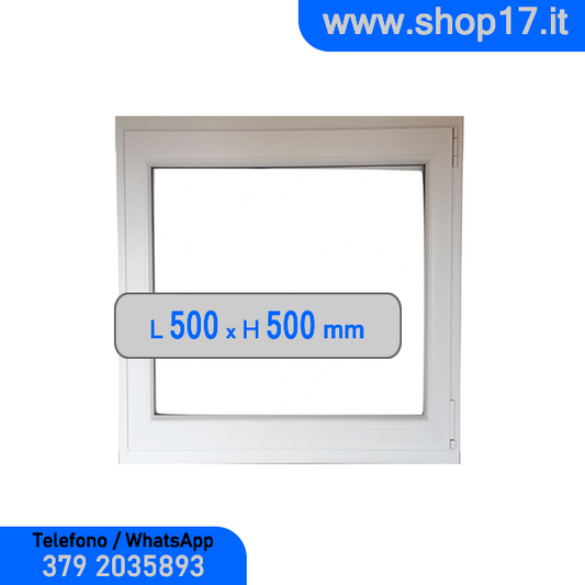 cm 50 x 50 - Finestra in pvc bianca 1 anta (L 500 x H 500 mm - cm 50x50)