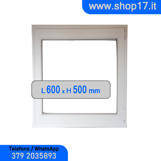 cm 60 x 50 - Finestra in pvc bianca 1 anta - economica (L 600 x H 500 mm)