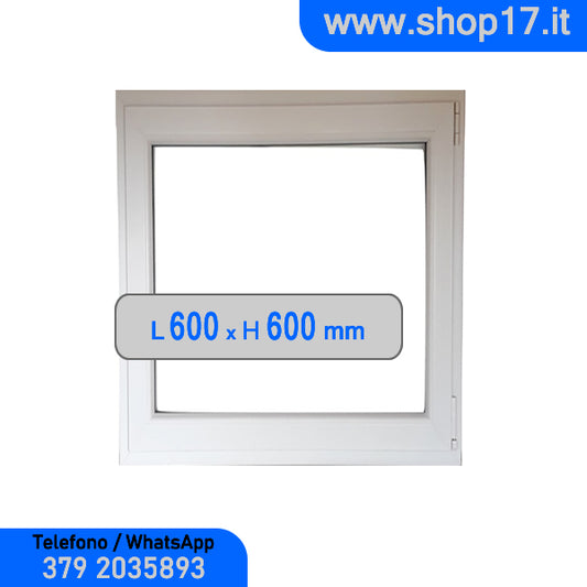 cm 60 x 60 - Finestra in pvc bianca 1 anta - economica (L 600 x H 600 mm)